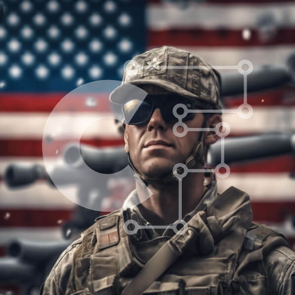 Intra Συλλεκτικό Ξύλινο Παζλ Plywood  4mm - Στρατιώτης με στρατιωτική στολή με αμερικανική σημαία και όπλα Σε Ξύλινο Κουτί - Διαστάσεις Puzzle: 10x10 cm – 25 κομμάτια