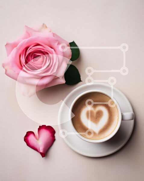 Σετ των 2 Intra Συλλεκτικό Ξύλινο Παζλ Plywood  4mm - Ζεστό και άνετο φλιτζάνι καφέ με σχέδια καρδιάς και ροζ τριαντάφυλλα Σε Ξύλινο Κουτί - Διαστάσεις: 10x10 cm – 25 κομμάτια