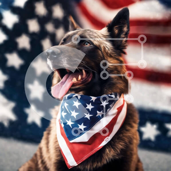 Intra Συλλεκτικό Ξύλινο Παζλ Plywood  4mm - Happy Dog με American Flag Bandana Σε Ξύλινο Κουτί - Διαστάσεις: 10x10 cm – 25 κομμάτια