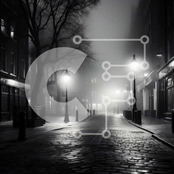 Intra Συλλεκτικό Ξύλινο Παζλ Plywood  4mm - Σκοτεινή και ομιχλώδης οδός τη νύχτα Σε Ξύλινο Κουτί - Διαστάσεις Puzzle: 10x10 cm – 25 κομμάτια