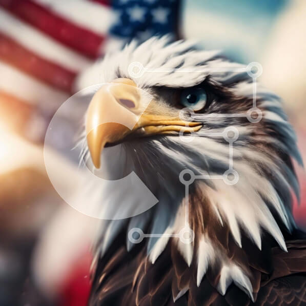 Intra Συλλεκτικό Ξύλινο Παζλ Plywood  4mm - Πατριωτικός αετός με αμερικανική σημαία Σε Ξύλινο Κουτί - Διαστάσεις: 10x10 cm – 25 κομμάτια