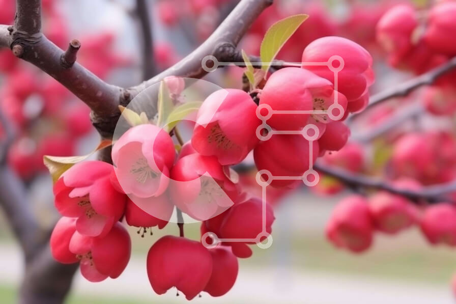 Intra Συλλεκτικό Ξύλινο Παζλ Plywood  4mm - Κλαδί δέντρου με κόκκινα λουλούδια Σε Ξύλινο Κουτί - Διαστάσεις: 10x10 cm – 25 κομμάτια