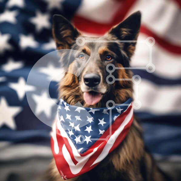 Intra Συλλεκτικό Ξύλινο Παζλ Plywood  4mm - Σκύλος με αμερικανική σημαία Bandana Σε Ξύλινο Κουτί - Διαστάσεις: 10x10 cm – 25 κομμάτια