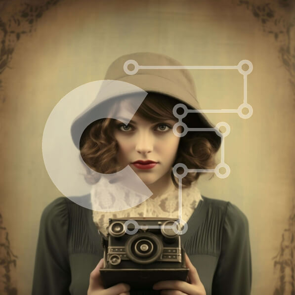 Σετ των 2 Intra Συλλεκτικό Ξύλινο Παζλ Plywood  4mm - Κομψή γυναίκα με vintage κάμερα Σε Ξύλινο Κουτί - Διαστάσεις: 10x10 cm – 25 κομμάτια