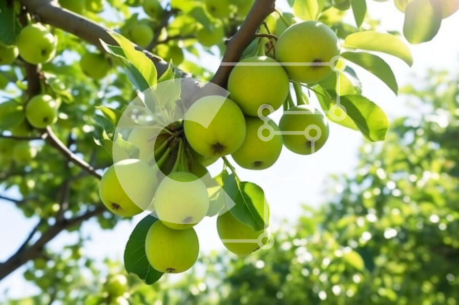 Intra Συλλεκτικό Ξύλινο Παζλ Plywood  4mm - Πράσινα μήλα σε ένα ηλιόλουστο δέντρο Σε Ξύλινο Κουτί - Διαστάσεις: 10x10 cm – 25 κομμάτια