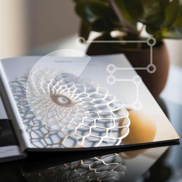 Intra Συλλεκτικό Ξύλινο Παζλ Plywood  4mm - Ανοιχτό βιβλίο με περίπλοκη τέχνη και φυτό σε γλάστρα Σε Ξύλινο Κουτί - Διαστάσεις Puzzle: 10x10 cm – 25 κομμάτια