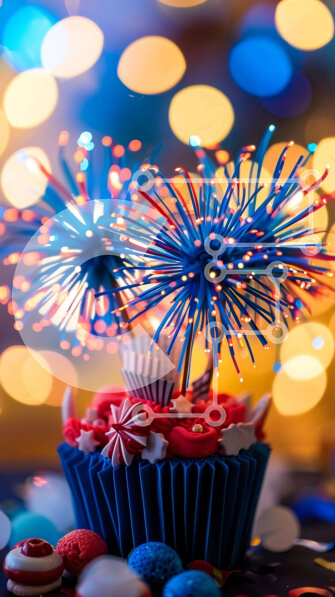 Intra Συλλεκτικό Ξύλινο Παζλ Plywood  4mm - Γιορτινό Cupcake με βεγγαλικά και καραμέλες Σε Ξύλινο Κουτί - Διαστάσεις: 10x10 cm – 25 κομμάτια