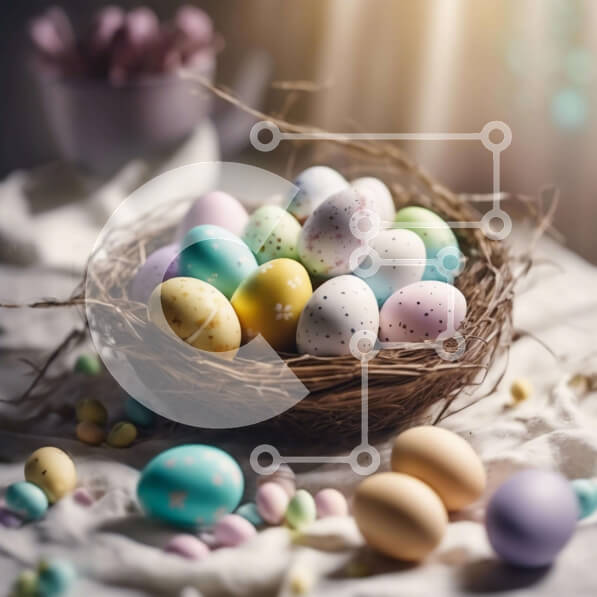 Intra Συλλεκτικό Ξύλινο Παζλ Plywood  4mm - Πολύχρωμη φωλιά πασχαλινών αυγών Σε Ξύλινο Κουτί - Διαστάσεις: 10x10 cm – 25 κομμάτια