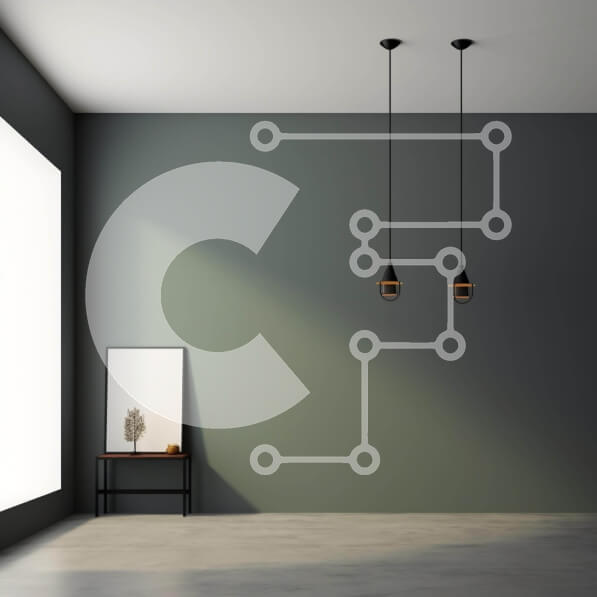 Intra Συλλεκτικό Ξύλινο Παζλ Plywood  4mm - Άδειο δωμάτιο με πράσινο τοίχο, κρεμαστά φώτα, πάγκο και μικρό φυτό Σε Ξύλινο Κουτί - Διαστάσεις Puzzle: 10x10 cm – 25 κομμάτια