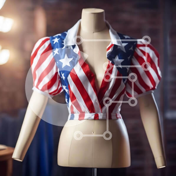 Intra Συλλεκτικό Ξύλινο Παζλ Plywood  4mm - Πουκάμισο με θέμα την αμερικανική σημαία σε μανεκέν Σε Ξύλινο Κουτί - Διαστάσεις: 10x10 cm – 25 κομμάτια