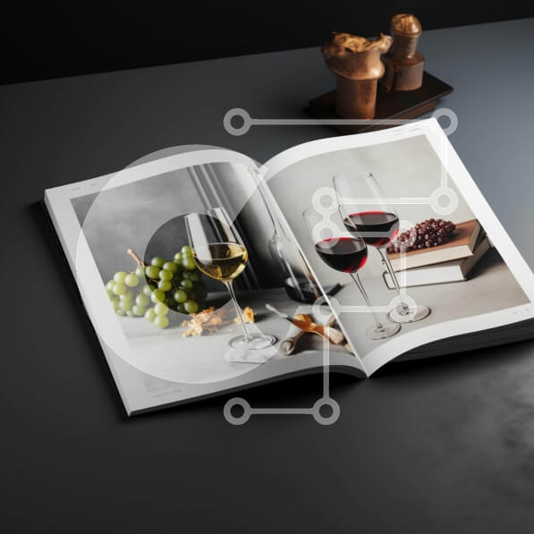 Σετ των 2 Intra Συλλεκτικό Ξύλινο Παζλ Plywood  4mm - Ανοιχτό βιβλίο με ποτήρια κρασιού και σταφύλια Σε Ξύλινο Κουτί - Διαστάσεις: 10x10 cm – 25 κομμάτια