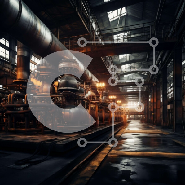 Intra Συλλεκτικό Ξύλινο Παζλ Plywood  4mm - Βιομηχανικό κτίριο με γραμμές τραίνων και σωλήνες Σε Ξύλινο Κουτί - Διαστάσεις Puzzle: 10x10 cm – 25 κομμάτια