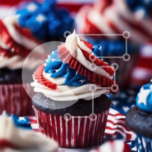 Intra Συλλεκτικό Ξύλινο Παζλ Plywood  4mm - Εορταστικά Cupcakes και Επιδόρπια 4ης Ιουλίου Σε Ξύλινο Κουτί - Διαστάσεις: 10x10 cm – 25 κομμάτια