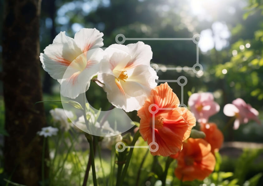 Intra Συλλεκτικό Ξύλινο Παζλ Plywood  4mm - Πολύχρωμα λουλούδια σε ένα δάσος Σε Ξύλινο Κουτί - Διαστάσεις: 10x10 cm – 25 κομμάτια