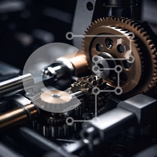 Intra Συλλεκτικό Ξύλινο Παζλ Plywood  4mm - Κοντινό πλάνο με γρανάζια και κιβώτια ταχυτήτων Σε Ξύλινο Κουτί - Διαστάσεις Puzzle: 10x10 cm – 25 κομμάτια