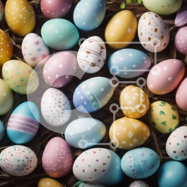 Intra Συλλεκτικό Ξύλινο Παζλ Plywood  4mm - Πολύχρωμα Πασχαλινά αυγά στο ψάθινο καλάθι Σε Ξύλινο Κουτί - Διαστάσεις Puzzle: 10x10 cm – 25 κομμάτια