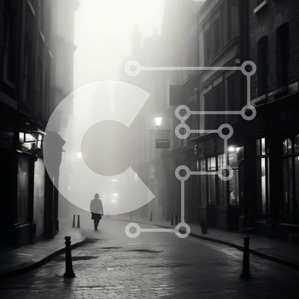 Intra Συλλεκτικό Ξύλινο Παζλ Plywood  4mm - Άνδρας που περπατά στην κενή ομιχλώδη οδό Σε Ξύλινο Κουτί - Διαστάσεις Puzzle: 10x10 cm – 25 κομμάτια