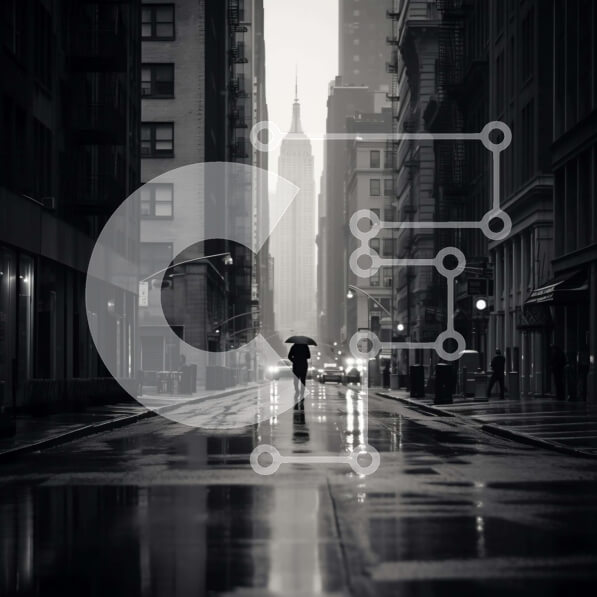 Intra Συλλεκτικό Ξύλινο Παζλ Plywood  4mm - Πρόσωπο που περπατά στην βρεγμένη οδό με ομπρέλα Σε Ξύλινο Κουτί - Διαστάσεις Puzzle: 10x10 cm – 25 κομμάτια