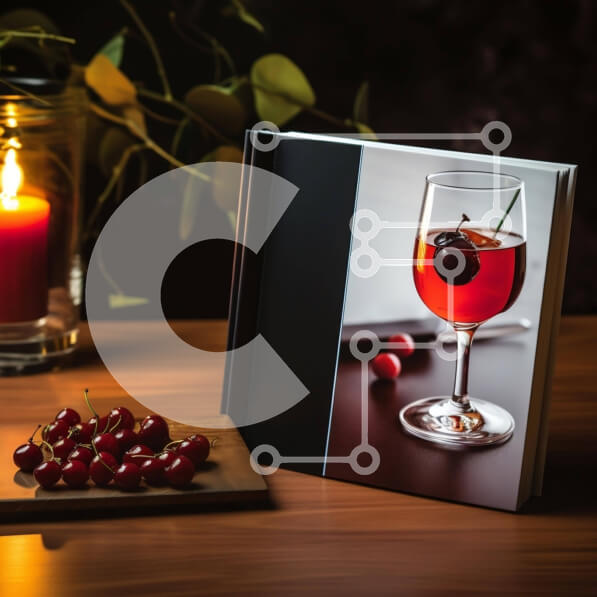 Σετ των 2 Intra Συλλεκτικό Ξύλινο Παζλ Plywood  4mm - Ζεστή σκηνή με κόκκινο κρασί, κεράσια και ανοιχτό βιβλίο Σε Ξύλινο Κουτί - Διαστάσεις: 10x10 cm – 25 κομμάτια