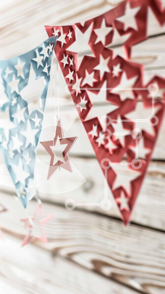 Intra Συλλεκτικό Ξύλινο Παζλ Plywood  4mm - Κόκκινες, λευκές και μπλε χάρτινες σημαίες Σε Ξύλινο Κουτί - Διαστάσεις Puzzle: 10x10 cm – 25 κομμάτια