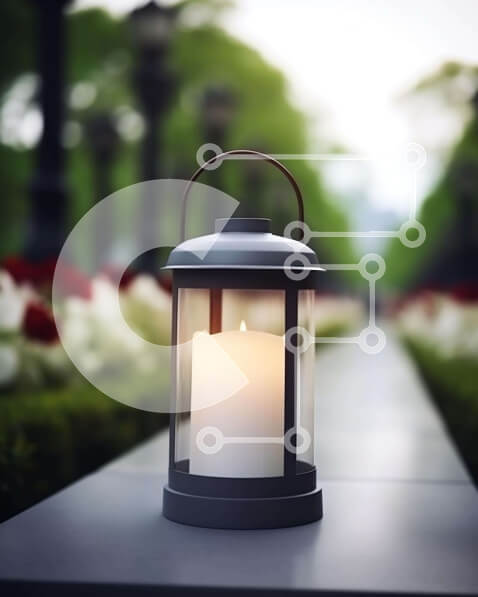 Intra Συλλεκτικό Ξύλινο Παζλ Plywood  4mm - Λευκό φανάρι στο τραπέζι εξωτερικού χώρου Σε Ξύλινο Κουτί - Διαστάσεις Puzzle: 10x10 cm – 25 κομμάτια