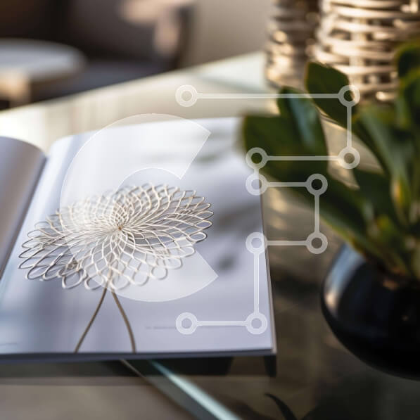 Intra Συλλεκτικό Ξύλινο Παζλ Plywood  4mm - Καλλιτεχνικό εσωτερικό με ανοιχτό βιβλίο και λουλούδι Σε Ξύλινο Κουτί - Διαστάσεις Puzzle: 10x10 cm – 25 κομμάτια