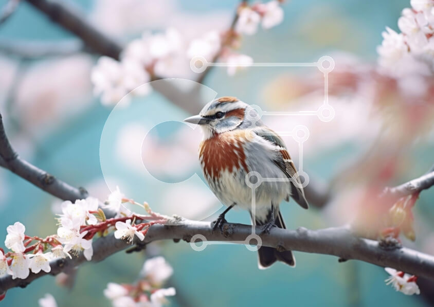 Intra Συλλεκτικό Ξύλινο Παζλ Plywood  4mm - Μικρό πουλί σκαρφαλωμένο σε κλαδί μηλιάς Σε Ξύλινο Κουτί - Διαστάσεις: 10x10 cm – 25 κομμάτια