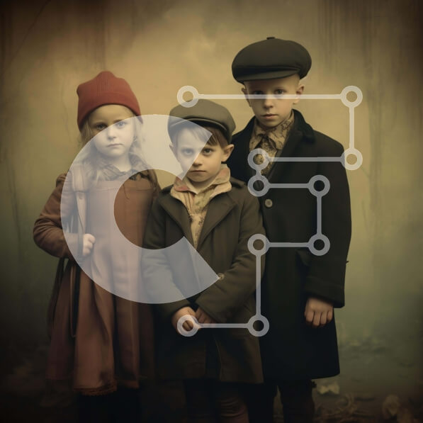 Intra Συλλεκτικό Ξύλινο Παζλ Plywood  4mm - Παιδιά που ποζάρουν με παραδοσιακή ενδυμασία Σε Ξύλινο Κουτί - Διαστάσεις Puzzle: 10x10 cm – 25 κομμάτια