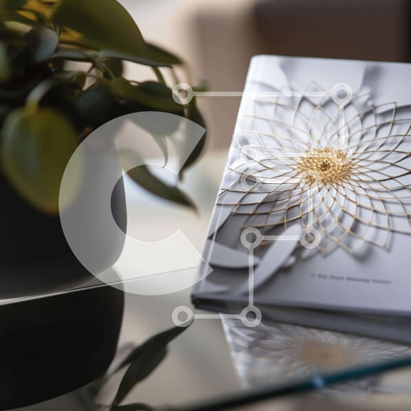 Intra Συλλεκτικό Ξύλινο Παζλ Plywood  4mm - Λευκό βιβλίο με σχέδιο λουλουδιών και φυτό σε γλάστρα Σε Ξύλινο Κουτί - Διαστάσεις: 10x10 cm – 25 κομμάτια