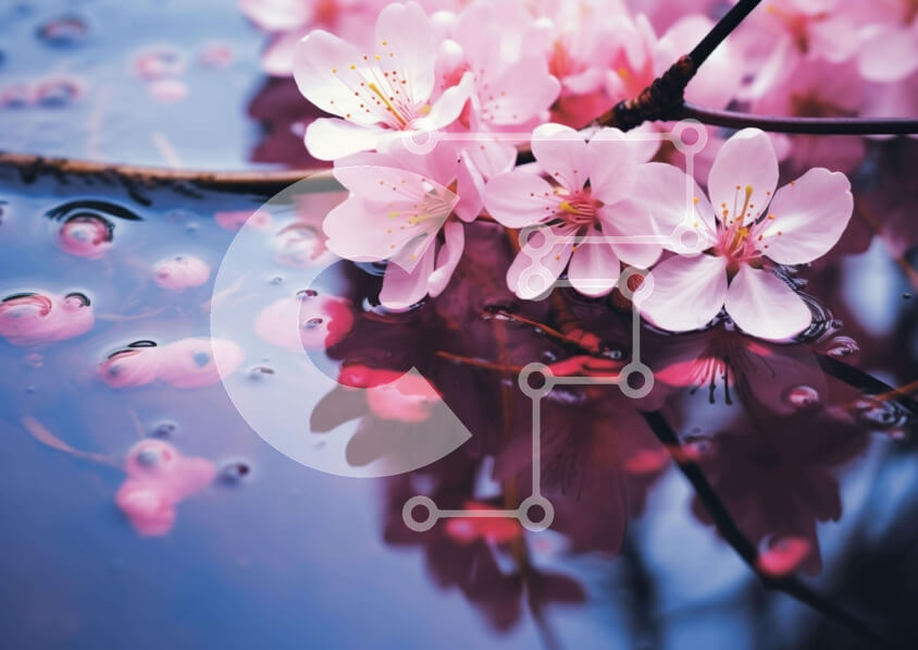 Intra Συλλεκτικό Ξύλινο Παζλ Plywood  4mm - Ροζ λουλούδια που επιπλέουν στο νερό Σε Ξύλινο Κουτί - Διαστάσεις: 10x10 cm – 25 κομμάτια