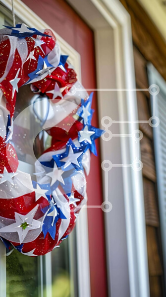 Intra Συλλεκτικό Ξύλινο Παζλ Plywood  4mm - Πατριωτικό στεφάνι στην πόρτα πολυκατοικίας Σε Ξύλινο Κουτί - Διαστάσεις Puzzle: 10x10 cm – 25 κομμάτια