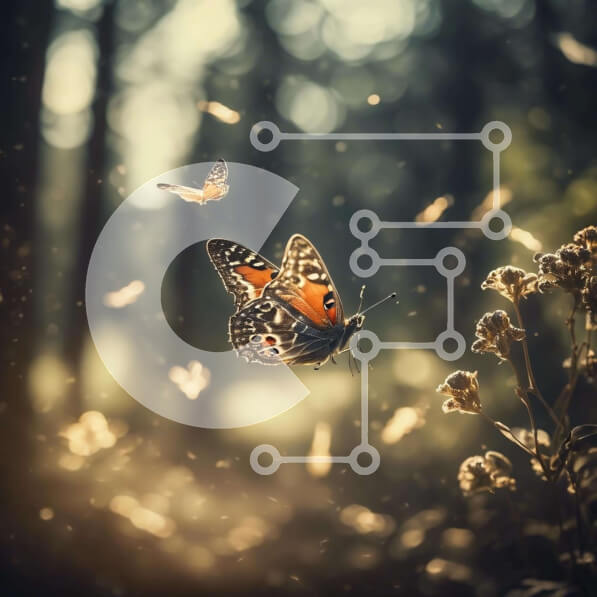 Intra Συλλεκτικό Ξύλινο Παζλ Plywood  4mm - Δύο πεταλούδες στο δάσος με το λουλούδι Σε Ξύλινο Κουτί - Διαστάσεις: 10x10 cm – 25 κομμάτια