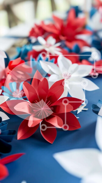 Σετ των 2 Intra Συλλεκτικό Ξύλινο Παζλ Plywood  4mm - Επίδειξη πολύχρωμων λουλουδιών από χαρτί Σε Ξύλινο Κουτί - Διαστάσεις: 10x10 cm – 25 κομμάτια