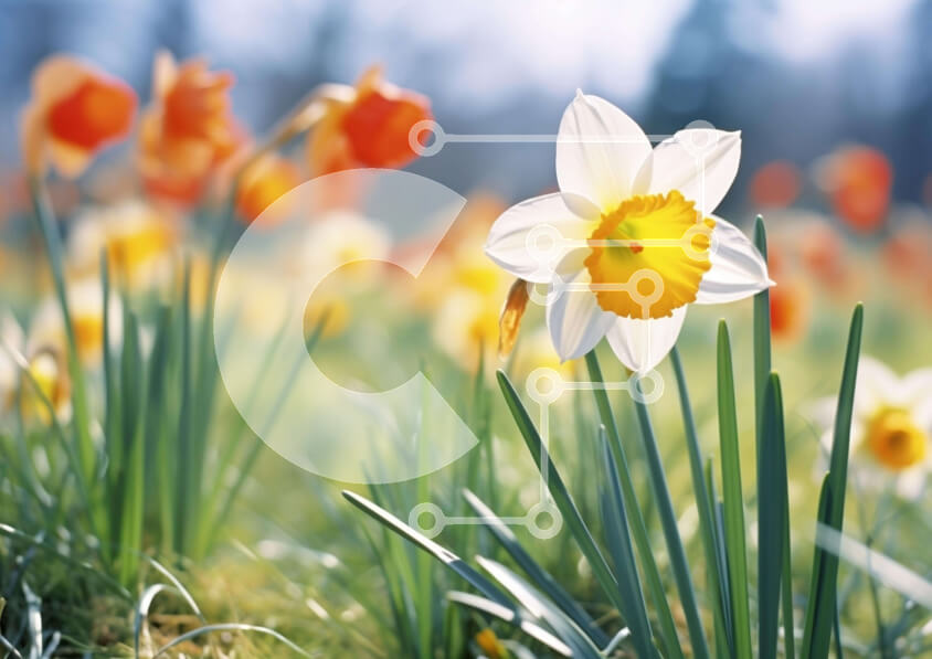 Intra Συλλεκτικό Ξύλινο Παζλ Plywood  4mm - Ζωντανό λουλούδι ασφόδελου σε ένα λιβάδι Σε Ξύλινο Κουτί - Διαστάσεις: 10x10 cm – 25 κομμάτια