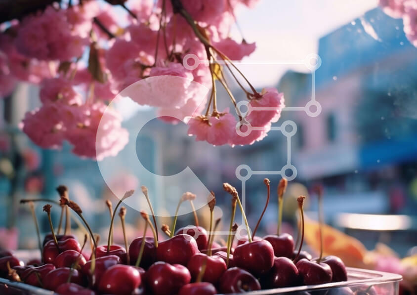 Σετ των 2 Intra Συλλεκτικό Ξύλινο Παζλ Plywood  4mm - Καλάθι με κεράσια με κερασιά Σε Ξύλινο Κουτί - Διαστάσεις: 10x10 cm – 25 κομμάτια