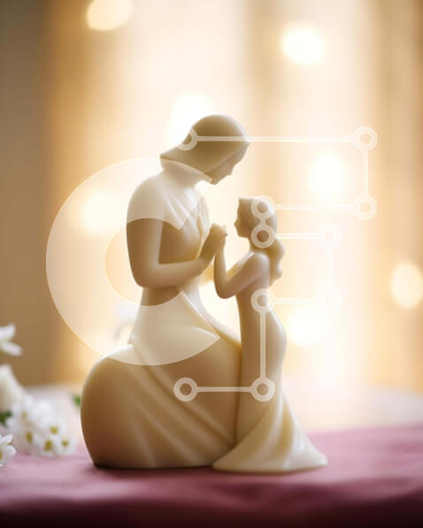 Intra Συλλεκτικό Ξύλινο Παζλ Plywood  4mm - Θρησκευτικό ειδώλιο της Παναγίας και του παιδιού με λευκά άνθη Σε Ξύλινο Κουτί - Διαστάσεις Puzzle: 10x10 cm – 25 κομμάτια