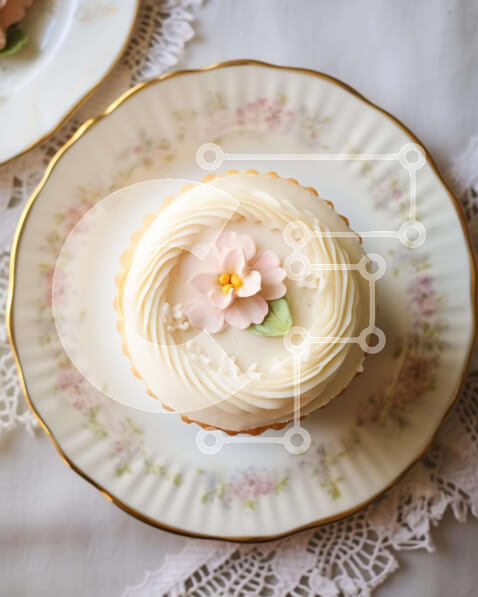 Σετ των 2 Intra Συλλεκτικό Ξύλινο Παζλ Plywood  4mm - Λαχταριστά cupcakes σε λευκό πιάτο με floral διακόσμηση Σε Ξύλινο Κουτί - Διαστάσεις: 10x10 cm – 25 κομμάτια