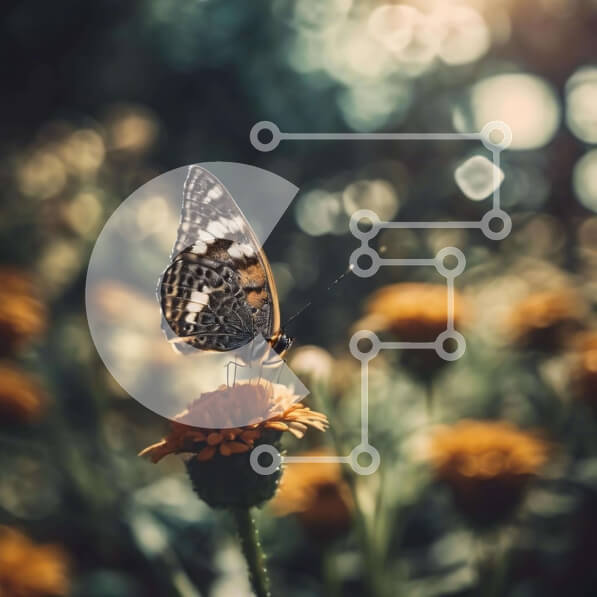 Intra Συλλεκτικό Ξύλινο Παζλ Plywood  4mm - Πεταλούδα στο πορτοκαλί λουλούδι Σε Ξύλινο Κουτί - Διαστάσεις: 10x10 cm – 25 κομμάτια