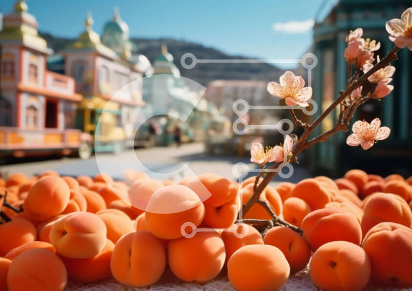 Σετ των 2 Intra Συλλεκτικό Ξύλινο Παζλ Plywood  4mm - Πορτοκάλια στην υπαίθρια αγορά μπροστά από το σιδηροδρομικό σταθμό Σε Ξύλινο Κουτί - Διαστάσεις: 10x10 cm – 25 κομμάτια