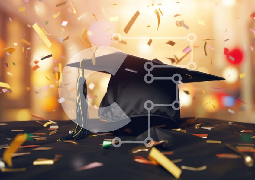 Intra Συλλεκτικό Ξύλινο Παζλ Plywood  4mm - Μαύρο Καπάκι αποφοίτησης με κομφετί Σε Ξύλινο Κουτί - Διαστάσεις Puzzle: 10x10 cm – 25 κομμάτια