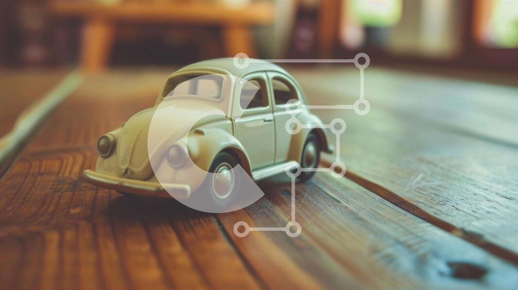 Intra Συλλεκτικό Ξύλινο Παζλ Plywood  4mm - Αυτοκίνητο παιχνίδι σε παλιό ξύλινο τραπέζι Σε Ξύλινο Κουτί - Διαστάσεις: 10x10 cm – 25 κομμάτια