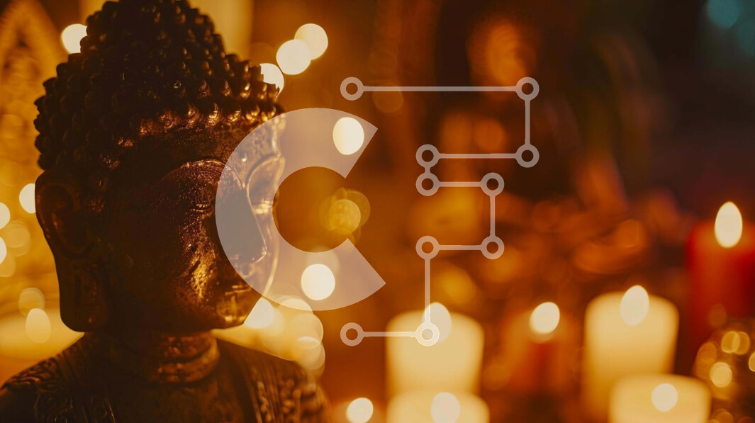 Intra Συλλεκτικό Ξύλινο Παζλ Plywood  4mm - Άγαλμα του Βούδα και κεριά σε ένα ειρηνικό περιβάλλον Σε Ξύλινο Κουτί - Διαστάσεις Puzzle: 10x10 cm – 25 κομμάτια