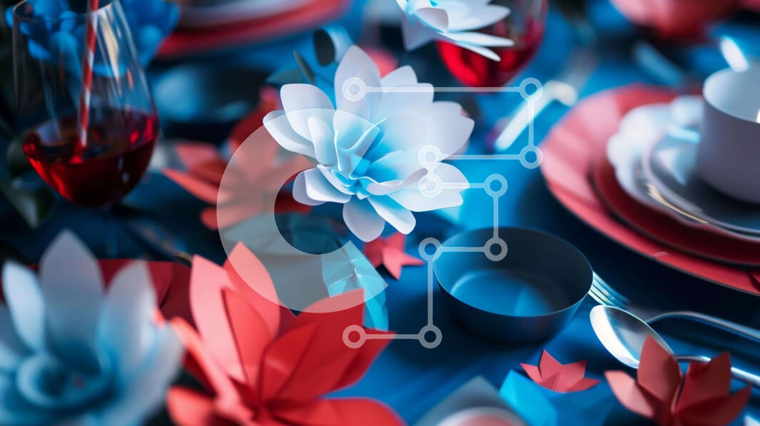 Σετ των 2 Intra Συλλεκτικό Ξύλινο Παζλ Plywood  4mm - Εορταστικό τραπέζι με πολύχρωμα λουλούδια από χαρτί Σε Ξύλινο Κουτί - Διαστάσεις: 10x10 cm – 25 κομμάτια