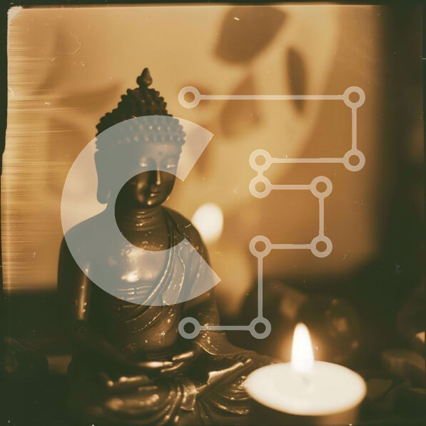 Intra Συλλεκτικό Ξύλινο Παζλ Plywood  4mm - Άγαλμα μαύρου Βούδα σε σκηνικό διαλογισμού Σε Ξύλινο Κουτί - Διαστάσεις Puzzle: 10x10 cm – 25 κομμάτια