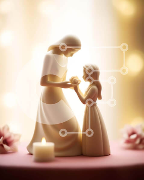 Intra Συλλεκτικό Ξύλινο Παζλ Plywood  4mm - Θρησκευτικό ειδώλιο μητέρας και κόρης Σε Ξύλινο Κουτί - Διαστάσεις Puzzle: 10x10 cm – 25 κομμάτια