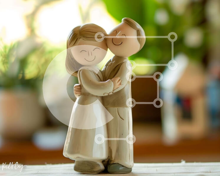 Intra Συλλεκτικό Ξύλινο Παζλ Plywood  4mm - Ρομαντικό ειδώλιο ζευγαριού που αγκαλιάζει ο ένας τον άλλον Σε Ξύλινο Κουτί - Διαστάσεις Puzzle: 10x10 cm – 25 κομμάτια