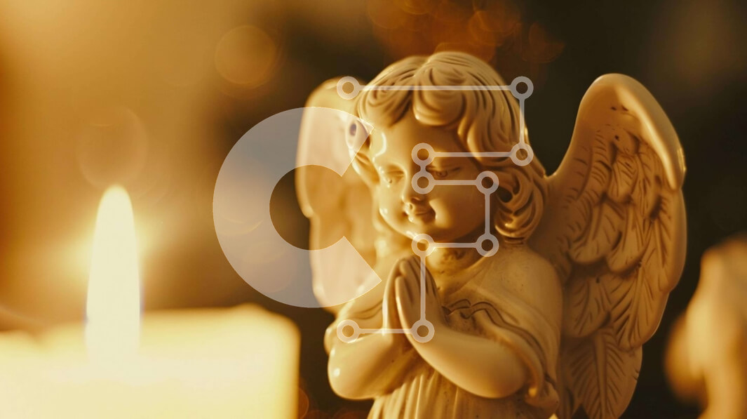 Intra Συλλεκτικό Ξύλινο Παζλ Plywood  4mm - Άγαλμα Λευκού Αγγέλου και Κηροπήγια Σε Ξύλινο Κουτί - Διαστάσεις Puzzle: 10x10 cm – 25 κομμάτια