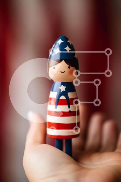 Intra Συλλεκτικό Ξύλινο Παζλ Plywood  4mm - Ξύλινο ειδώλιο αμερικανικής σημαίας που κρατιέται στο χέρι Σε Ξύλινο Κουτί - Διαστάσεις: 10x10 cm – 25 κομμάτια