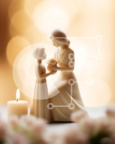 Intra Συλλεκτικό Ξύλινο Παζλ Plywood  4mm - Επίδειξη ειδωλίων γυναίκας και παιδιού Σε Ξύλινο Κουτί - Διαστάσεις Puzzle: 10x10 cm – 25 κομμάτια