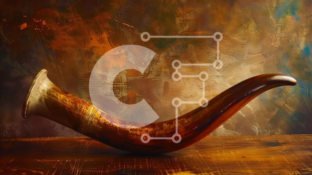 Intra Συλλεκτικό Ξύλινο Παζλ Plywood  4mm - Ξύλινο κέρατο στο τραπέζι μπροστά από την αφηρημένη ζωγραφική Σε Ξύλινο Κουτί - Διαστάσεις: 10x10 cm – 25 κομμάτια